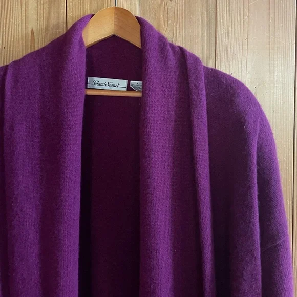 Vintage 80s Wool Angora Maxi Open Cardi Duster Long Sweater Jacket